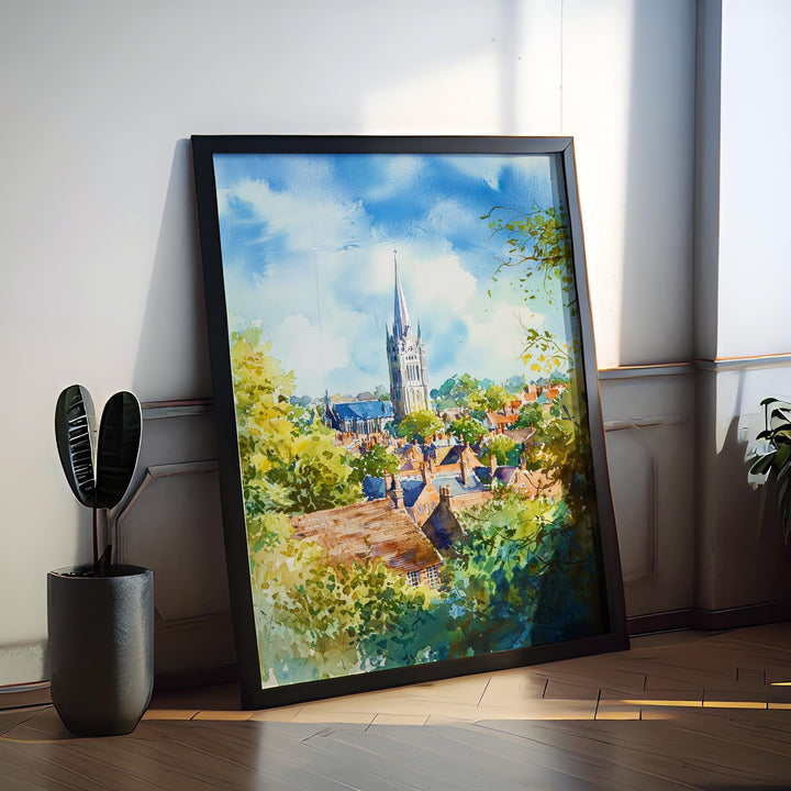 Norwich watercolor poster Wall Art Norwich Wall Hanging Home Décor Norwich Gift Art Lovers England Art Lover Gift England wall art
