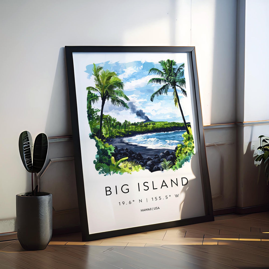 Big Island watercolor poster Wall Art Big Island Wall Hanging Home Décor Big Island Gift Art Lovers Hawaii Art Lover Gift Hawaii wall art