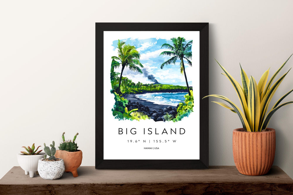 Big Island watercolor poster Wall Art Big Island Wall Hanging Home Décor Big Island Gift Art Lovers Hawaii Art Lover Gift Hawaii wall art