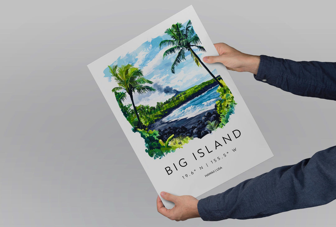 Big Island watercolor poster Wall Art Big Island Wall Hanging Home Décor Big Island Gift Art Lovers Hawaii Art Lover Gift Hawaii wall art