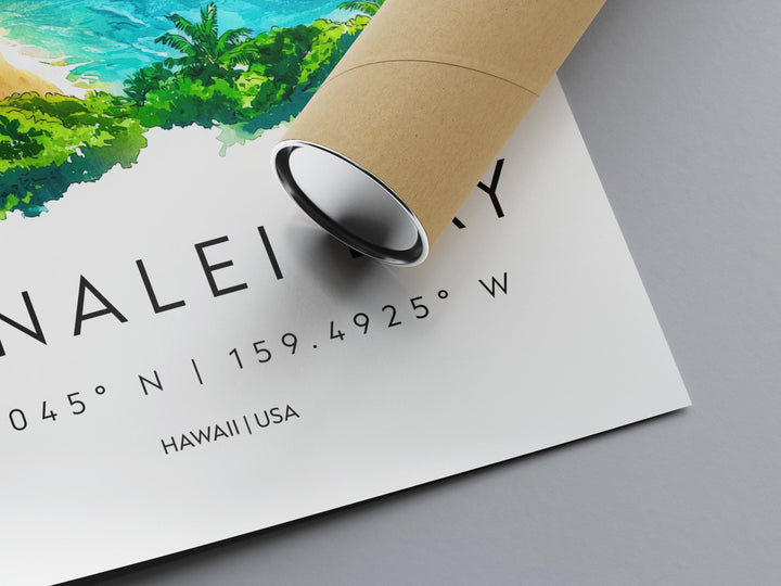 Hanalei Bay watercolor poster Wall Art Hanalei Bay Wall Hanging Home Décor Hanalei Bay Gift Art Lovers Hawaii Art Lover Gift Hawaii wall art