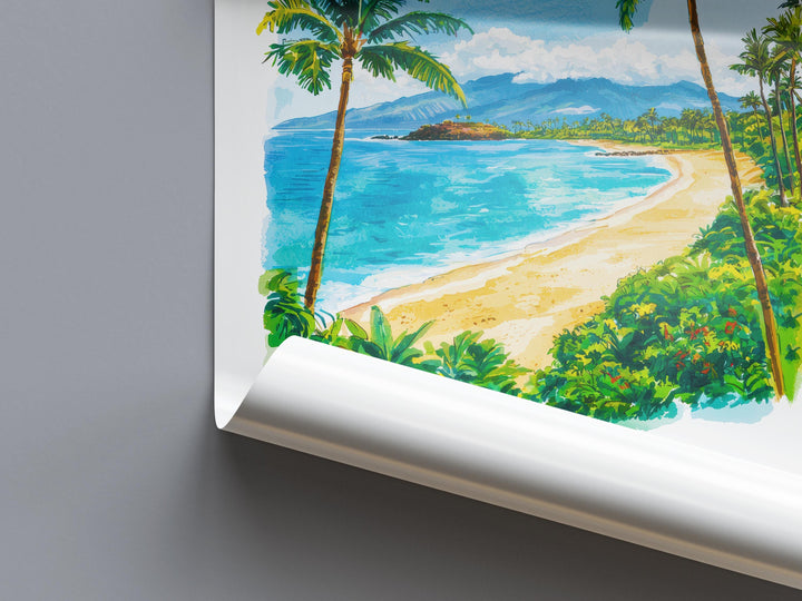 Kaanapali Beach watercolor poster Wall Art Kaanapali Beach Wall Hanging Home Décor Kaanapali Beach Gift Art Lovers Hawaii Art Lover Gift