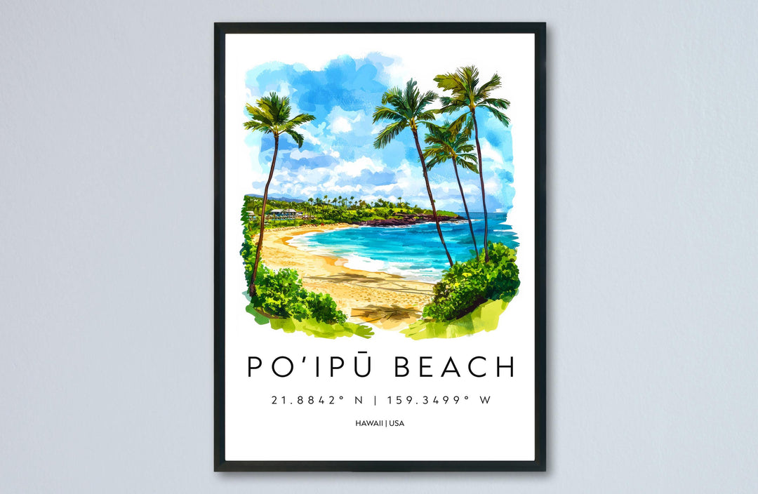 Poipu Beach watercolor poster Wall Art Poipu Beach Wall Hanging Home Décor Poipu Beach Gift Art Lovers Hawaii Art Lover Gift Hawaii wall art