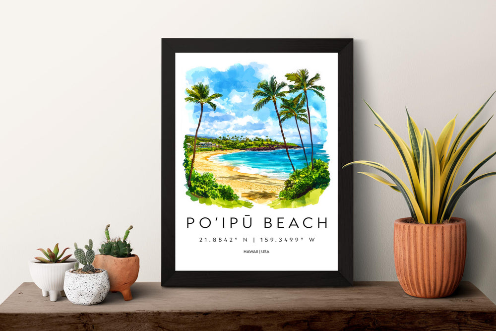 Poipu Beach watercolor poster Wall Art Poipu Beach Wall Hanging Home Décor Poipu Beach Gift Art Lovers Hawaii Art Lover Gift Hawaii wall art
