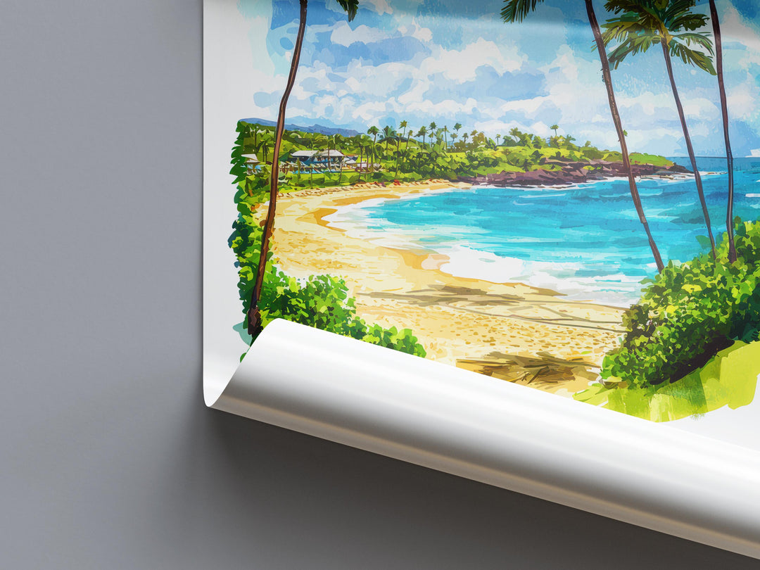 Poipu Beach watercolor poster Wall Art Poipu Beach Wall Hanging Home Décor Poipu Beach Gift Art Lovers Hawaii Art Lover Gift Hawaii wall art