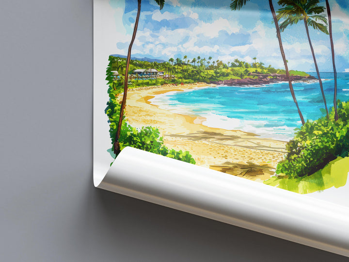 Poipu Beach watercolor poster Wall Art Poipu Beach Wall Hanging Home Décor Poipu Beach Gift Art Lovers Hawaii Art Lover Gift Hawaii wall art