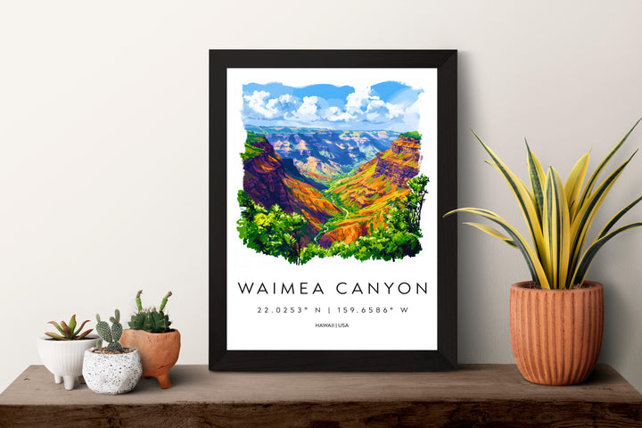 Waimea Canyon watercolor poster Wall Art Waimea Canyon Wall Hanging Home Décor Waimea Canyon Gift Art Lovers Hawaii Art Lover Gift