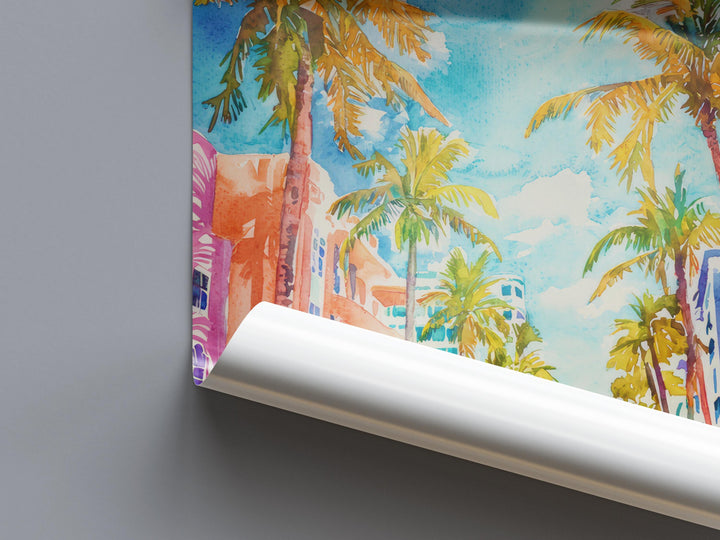 Miami watercolor poster Wall Art Miami Wall Hanging Home Décor Miami Gift Art Lovers Florida Art Lover Gift Florida wall art