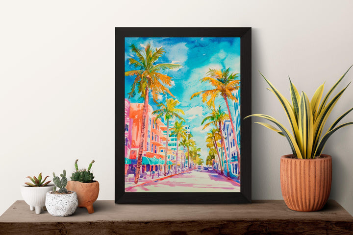 Miami watercolor poster Wall Art Miami Wall Hanging Home Décor Miami Gift Art Lovers Florida Art Lover Gift Florida wall art