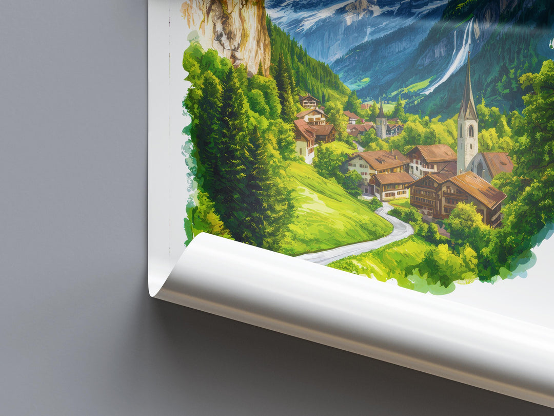 Wengen Watercolor Poster Wall Art Wengen Wall Decor Home Décor Wengen Gift Switzerland Art Lover Gift, Travel Souvenir Print