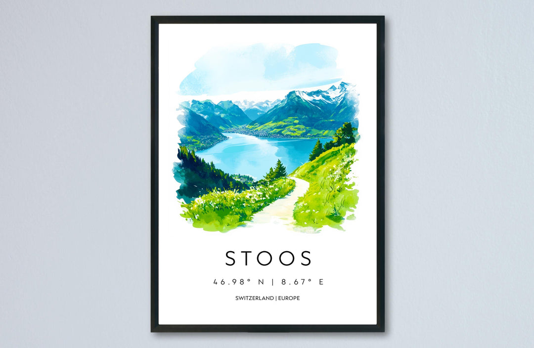 Stoos Watercolor Poster Wall Art Stoos Wall Decor Home Décor Stoos Gift Switzerland Art Lover Gift, Travel Souvenir Print