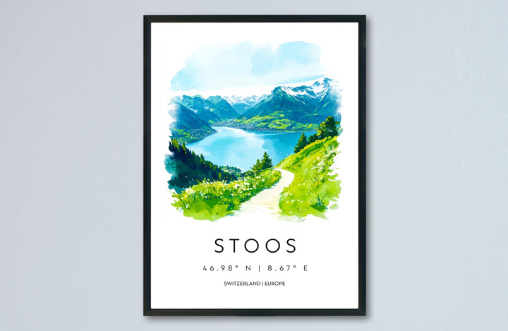 Stoos Watercolor Poster Wall Art Stoos Wall Decor Home Décor Stoos Gift Switzerland Art Lover Gift, Travel Souvenir Print