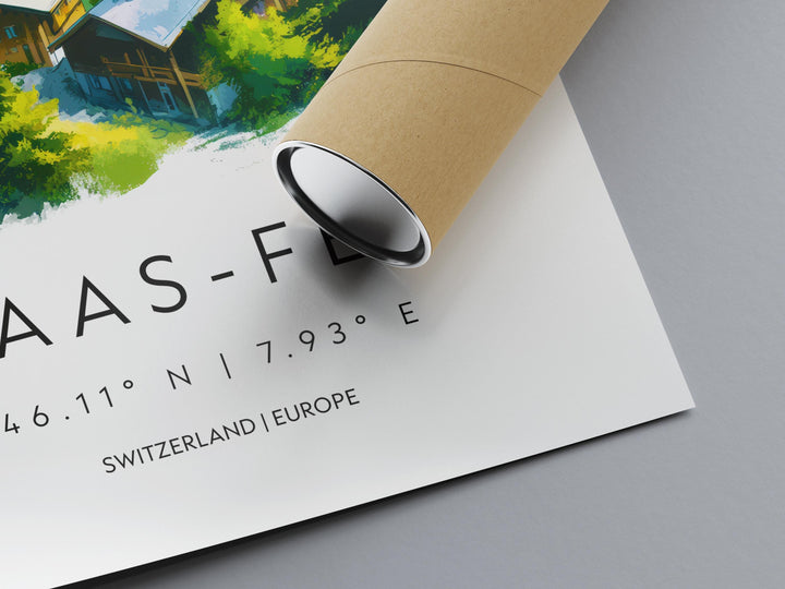 Saas-Fee Watercolor Poster Wall Art Saas-Fee Wall Decor Home Décor Saas-Fee Gift Switzerland Art Lover Gift, Travel Souvenir Print