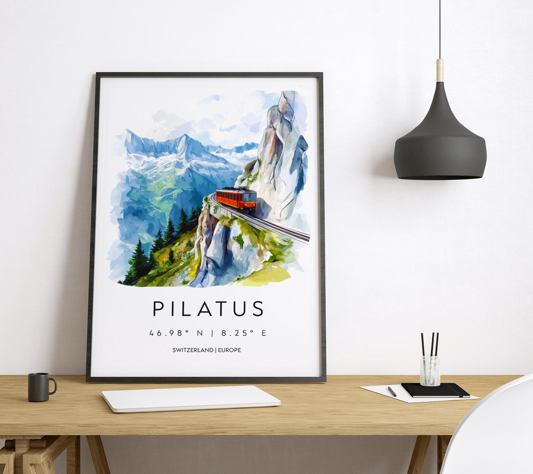 Pilatus Watercolor Poster Wall Art Pilatus Wall Decor Home Décor Pilatus Gift Switzerland Art Lover Gift, Travel Souvenir Print