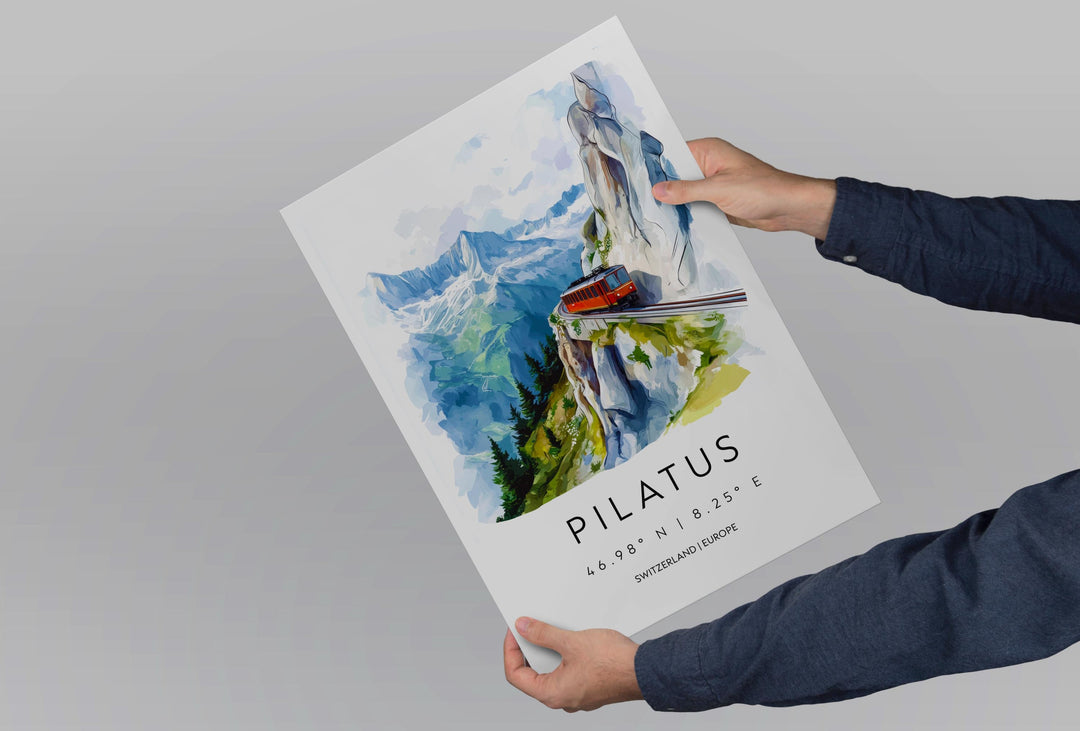 Pilatus Watercolor Poster Wall Art Pilatus Wall Decor Home Décor Pilatus Gift Switzerland Art Lover Gift, Travel Souvenir Print