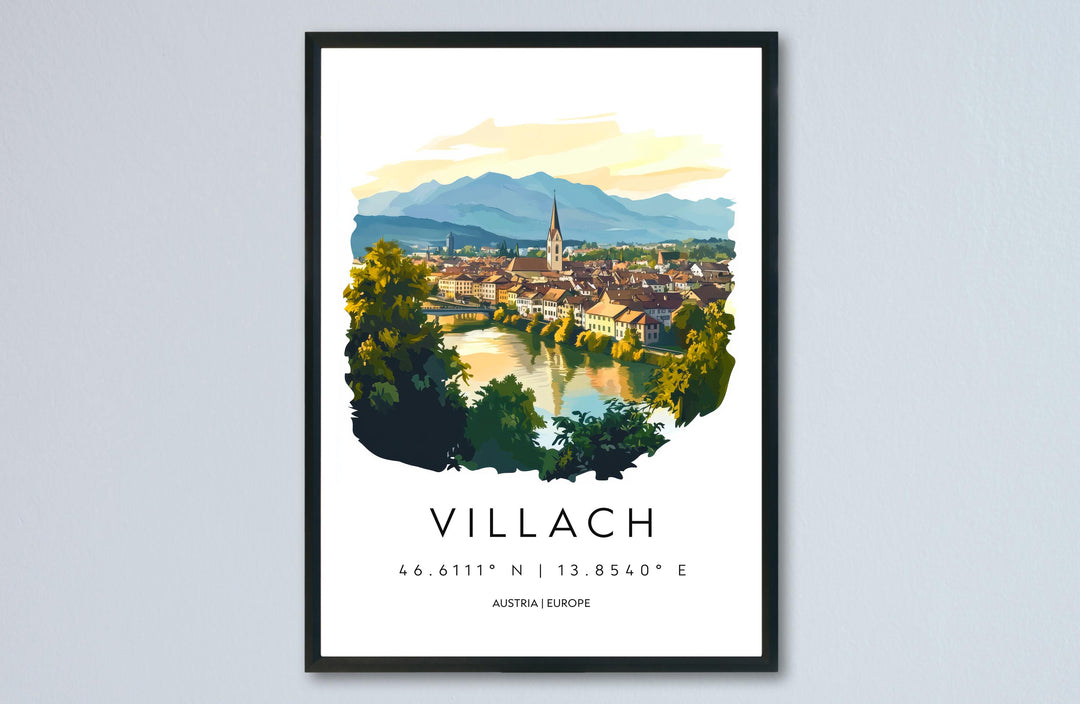 Villach Watercolor Poster Wall Art Villach Wall Decor Home Décor Villach Gift Austria Art Lover Gift, Travel Souvenir Print