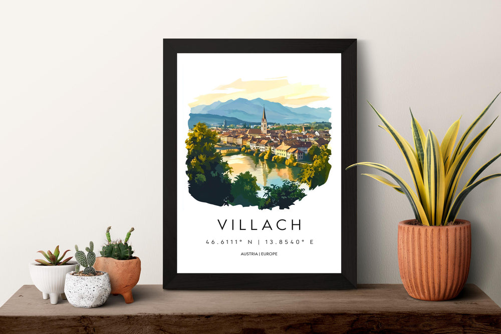 Villach Watercolor Poster Wall Art Villach Wall Decor Home Décor Villach Gift Austria Art Lover Gift, Travel Souvenir Print
