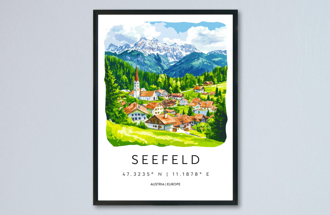 Seefeld Watercolor Poster Wall Art Seefeld Wall Decor Home Décor Seefeld Gift Austria Art Lover Gift, Travel Souvenir Print