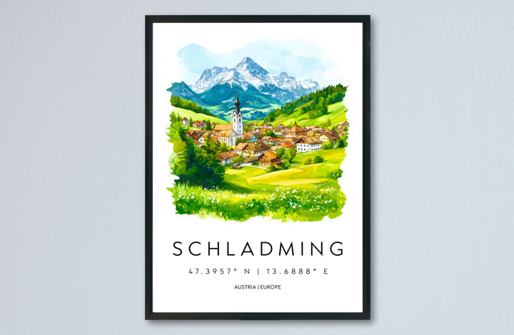 Schladming Watercolor Poster Wall Art Schladming Wall Decor Home Décor Schladming Gift Austria Art Lover Gift, Travel Souvenir Print