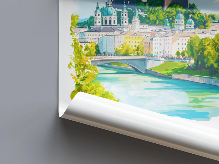Salzburg Watercolor Poster Wall Art Salzburg Wall Decor Home Décor Salzburg Gift Austria Art Lover Gift, Travel Souvenir Print