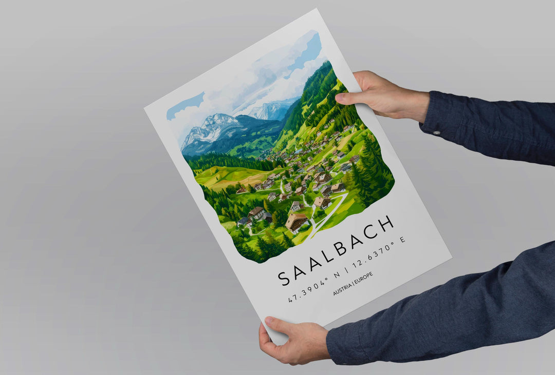 Saalbach Watercolor Poster Wall Art Saalbach Wall Decor Home Décor Saalbach Gift Austria Art Lover Gift, Travel Souvenir Print