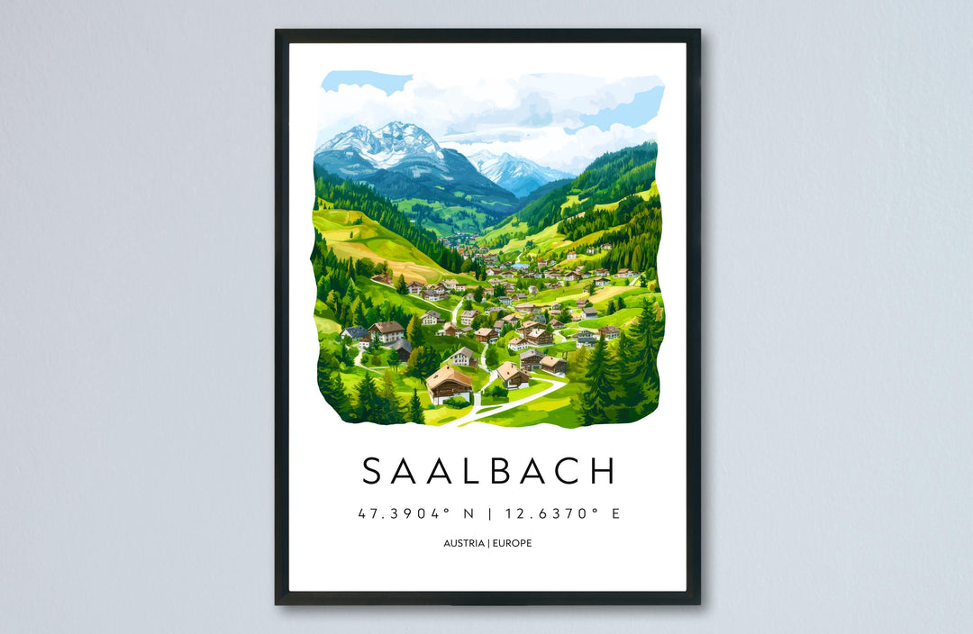 Saalbach Watercolor Poster Wall Art Saalbach Wall Decor Home Décor Saalbach Gift Austria Art Lover Gift, Travel Souvenir Print