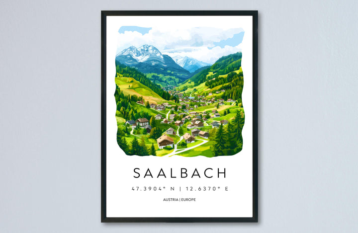 Saalbach Watercolor Poster Wall Art Saalbach Wall Decor Home Décor Saalbach Gift Austria Art Lover Gift, Travel Souvenir Print