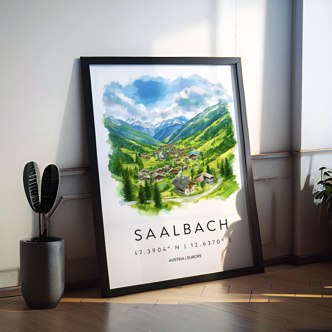 Saalbach Watercolor Poster Wall Art Saalbach Wall Decor Home Décor Saalbach Gift Austria Art Lover Gift, Travel Souvenir Print