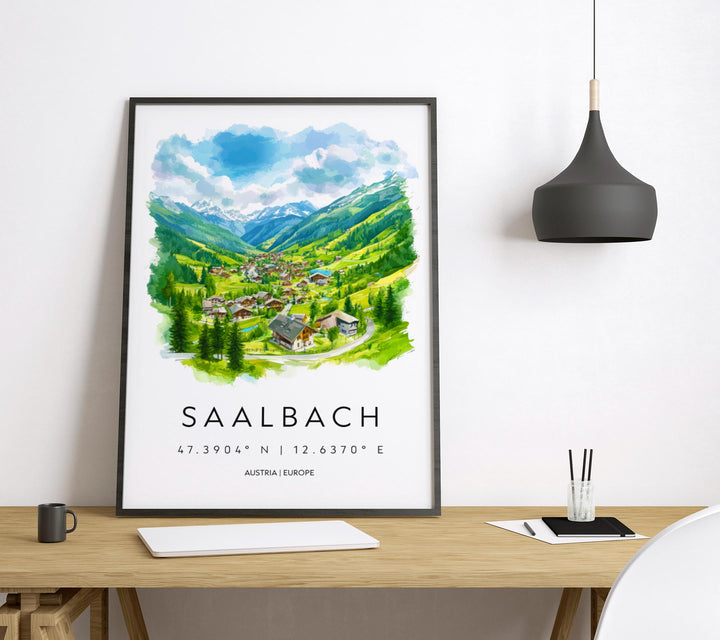 Saalbach Watercolor Poster Wall Art Saalbach Wall Decor Home Décor Saalbach Gift Austria Art Lover Gift, Travel Souvenir Print