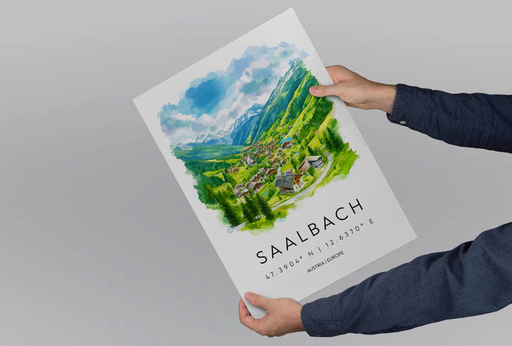 Saalbach Watercolor Poster Wall Art Saalbach Wall Decor Home Décor Saalbach Gift Austria Art Lover Gift, Travel Souvenir Print