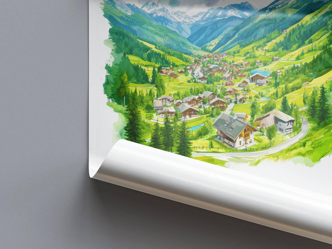 Saalbach Watercolor Poster Wall Art Saalbach Wall Decor Home Décor Saalbach Gift Austria Art Lover Gift, Travel Souvenir Print