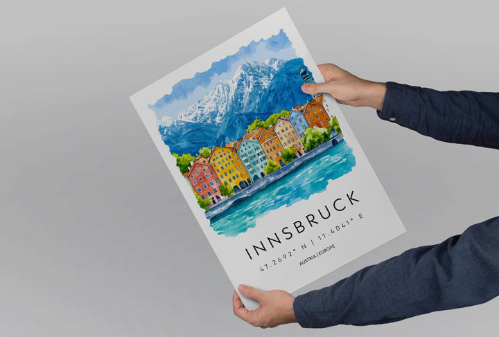 Innsbruck Watercolor Poster Wall Art Innsbruck Wall Decor Home Décor Innsbruck Gift Austria Art Lover Gift, Travel Souvenir Print