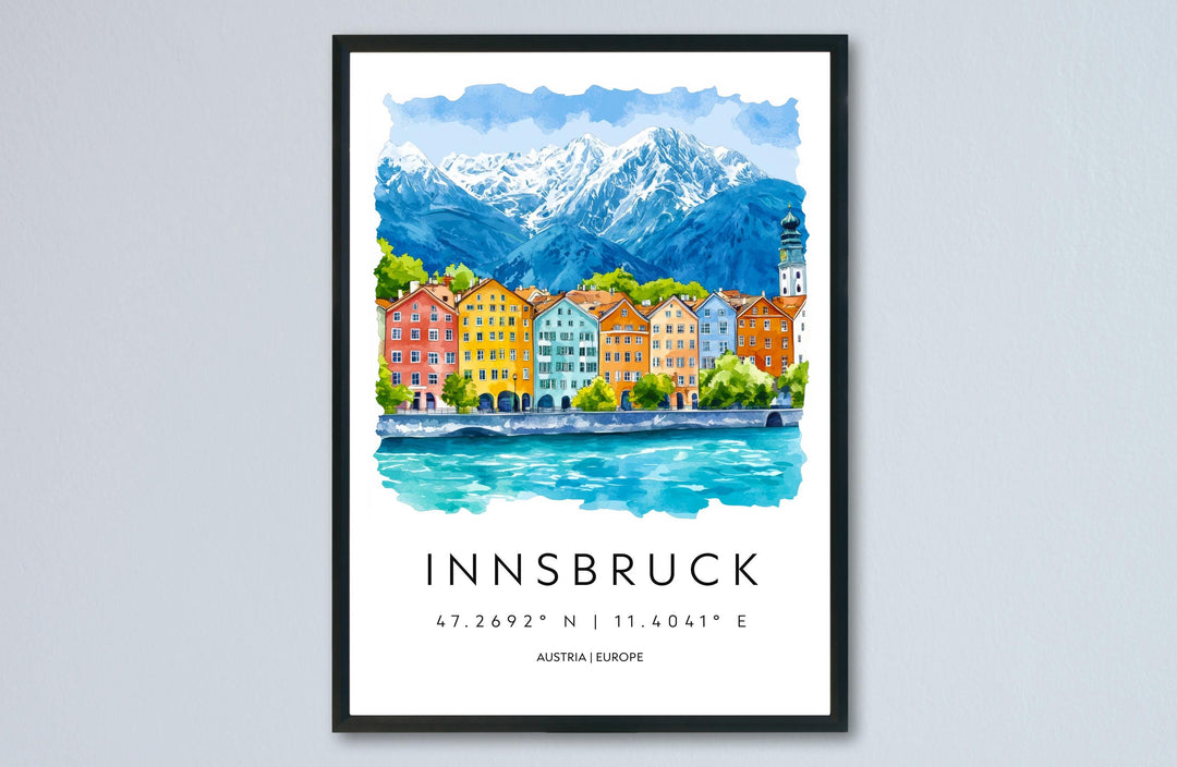 Innsbruck Watercolor Poster Wall Art Innsbruck Wall Decor Home Décor Innsbruck Gift Austria Art Lover Gift, Travel Souvenir Print