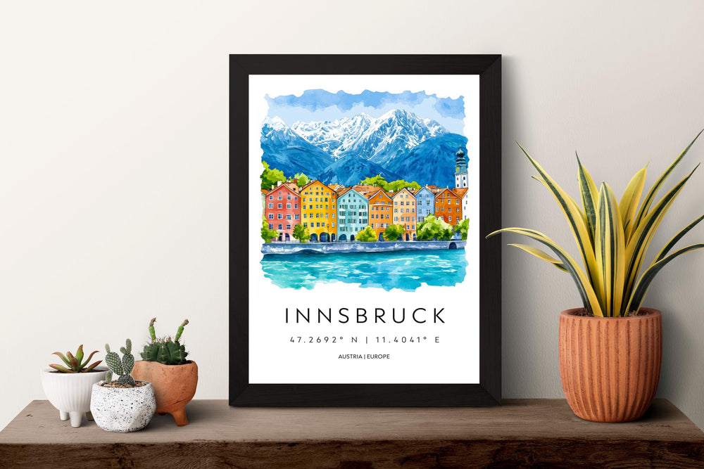 Innsbruck Watercolor Poster Wall Art Innsbruck Wall Decor Home Décor Innsbruck Gift Austria Art Lover Gift, Travel Souvenir Print