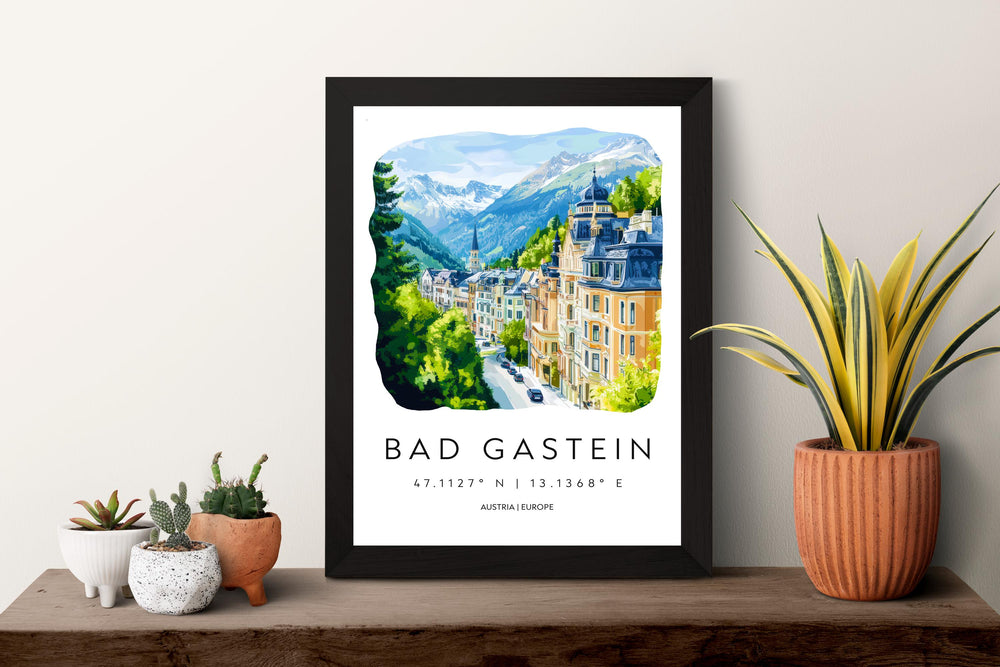 Bad Gastein Watercolor Poster Wall Art Bad Gastein Wall Decor Home Décor Bad Gastein Gift Austria Art Lover Gift, Travel Souvenir Print