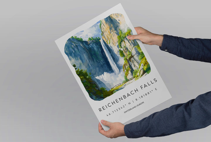 Reichenbach Falls Watercolor Poster Wall Art Reichenbach Falls Wall Décor Home Art Reichenbach Falls Gift Switzerland Art Lover Gift