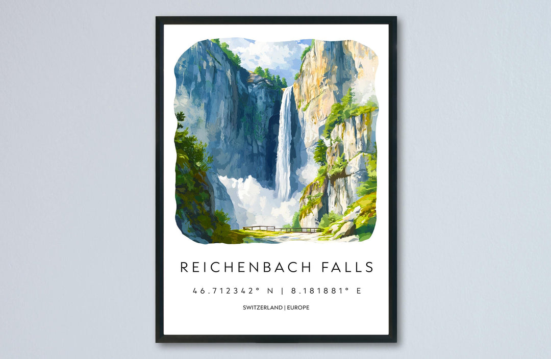 Reichenbach Falls Watercolor Poster Wall Art Reichenbach Falls Wall Décor Home Art Reichenbach Falls Gift Switzerland Art Lover Gift