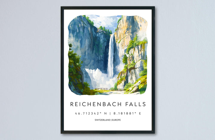 Reichenbach Falls Watercolor Poster Wall Art Reichenbach Falls Wall Décor Home Art Reichenbach Falls Gift Switzerland Art Lover Gift