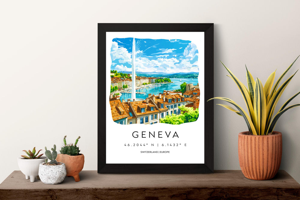 Geneva Watercolor Poster Wall Art Geneva Wall Decor Home Décor Geneva Gift Switzerland Art Lover Gift, Travel Souvenir Print