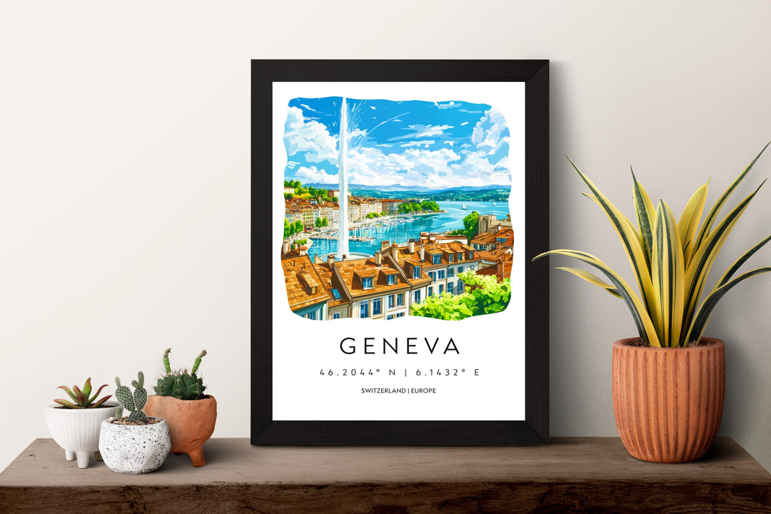 Geneva Watercolor Poster Wall Art Geneva Wall Decor Home Décor Geneva Gift Switzerland Art Lover Gift, Travel Souvenir Print
