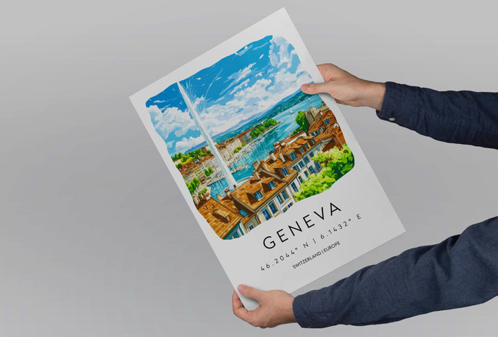 Geneva Watercolor Poster Wall Art Geneva Wall Decor Home Décor Geneva Gift Switzerland Art Lover Gift, Travel Souvenir Print