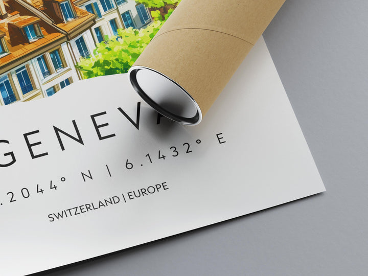 Geneva Watercolor Poster Wall Art Geneva Wall Decor Home Décor Geneva Gift Switzerland Art Lover Gift, Travel Souvenir Print