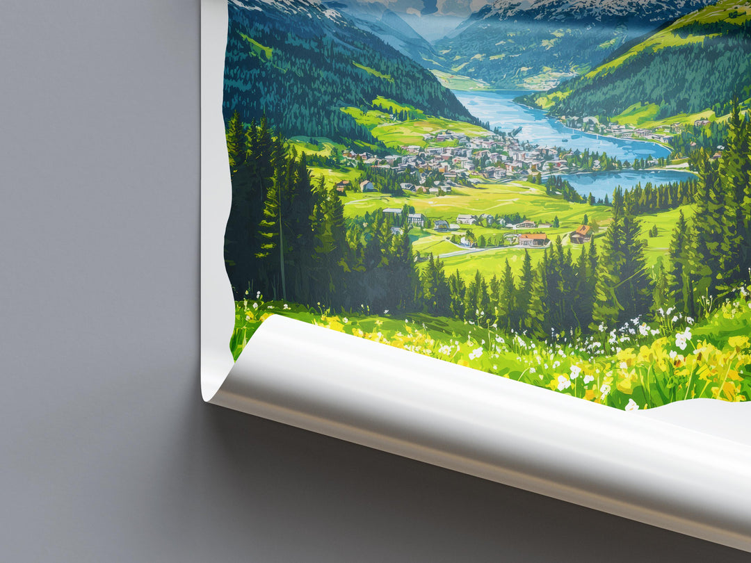 Davos Watercolor Poster Wall Art Davos Wall Decor Home Décor Davos Gift Switzerland Art Lover Gift, Travel Souvenir Print