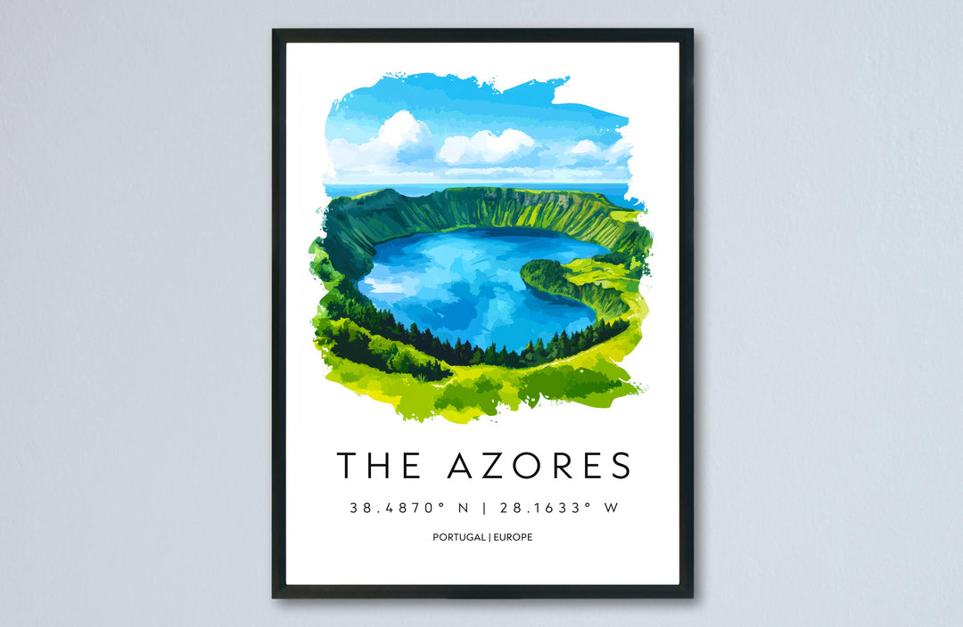The Azores Watercolor Poster Wall Art Azores Wall Decor Home Décor The Azores Gift Portugal Art Lover Gift, Travel Souvenir Print