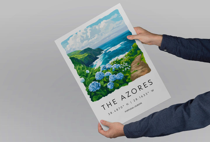 The Azores Watercolor Poster Wall Art Azores Wall Decor Home Décor The Azores Gift Portugal Art Lover Gift, Travel Souvenir Print