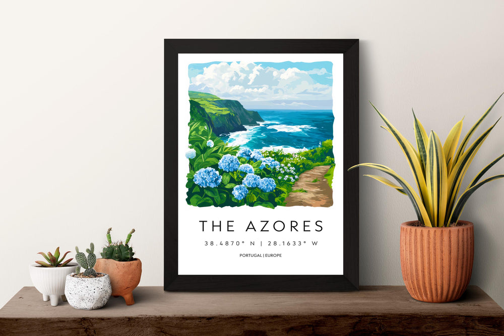 The Azores Watercolor Poster Wall Art Azores Wall Decor Home Décor The Azores Gift Portugal Art Lover Gift, Travel Souvenir Print