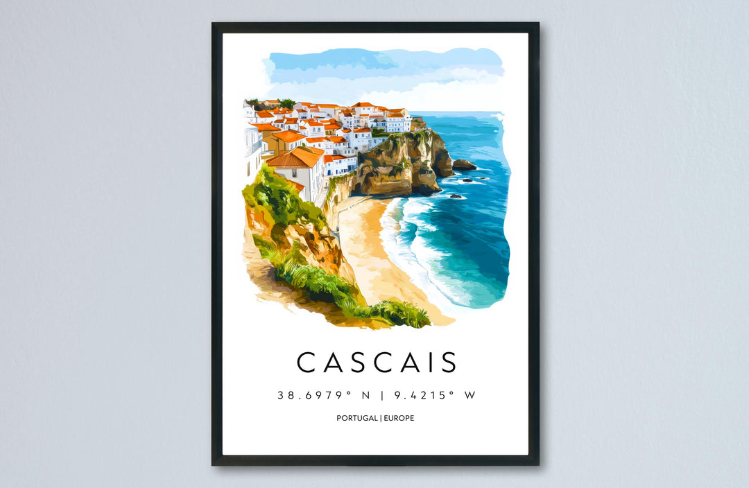 Cascais Watercolor Poster Wall Art Cascais Wall Decor Home Décor Cascais Gift Portugal Art Lover Gift, Travel Souvenir Print