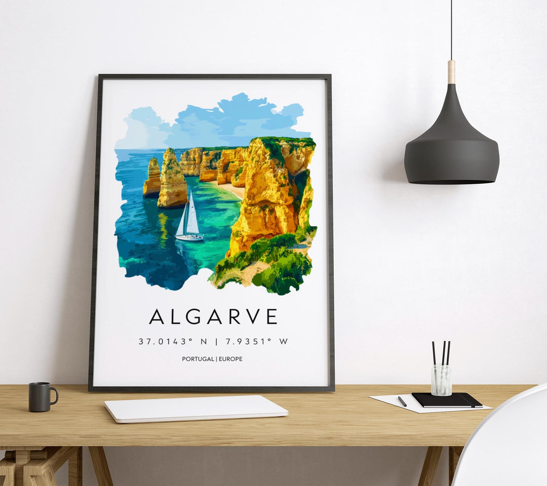 Algarve Watercolor Poster Wall Art Algarve Wall Decor Home Décor Algarve Gift Portugal Art Lover Gift, Travel Souvenir Print