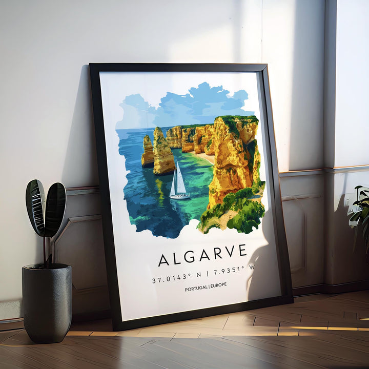 Algarve Watercolor Poster Wall Art Algarve Wall Decor Home Décor Algarve Gift Portugal Art Lover Gift, Travel Souvenir Print