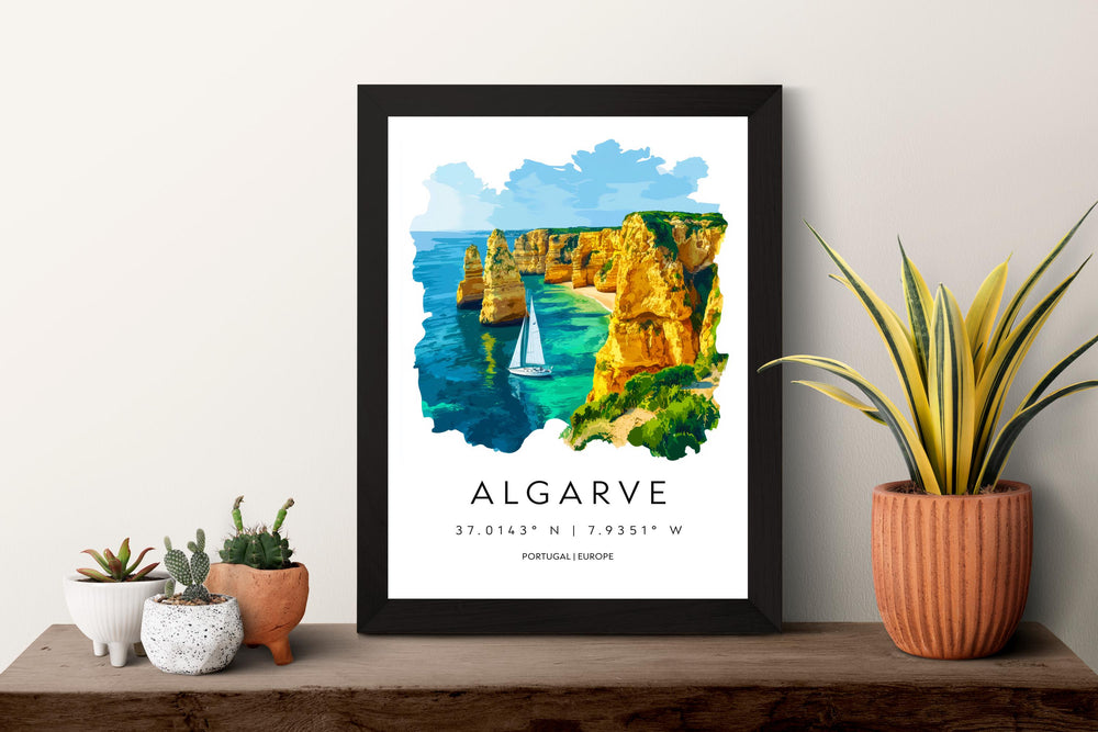 Algarve Watercolor Poster Wall Art Algarve Wall Decor Home Décor Algarve Gift Portugal Art Lover Gift, Travel Souvenir Print